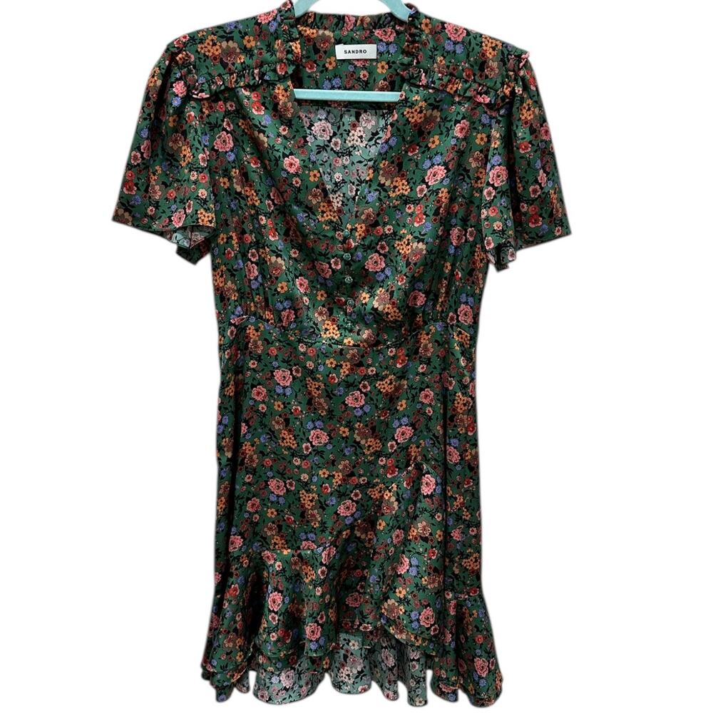 NWT Sandro Marta Floral-Print Twill Mini Dress - Picture 8 of 8